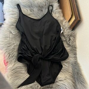 NWT Kona Sol Black Front Knot One Piece Swimsuit sz XL